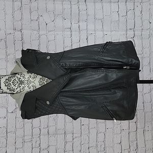 Fuax leather vest with hood